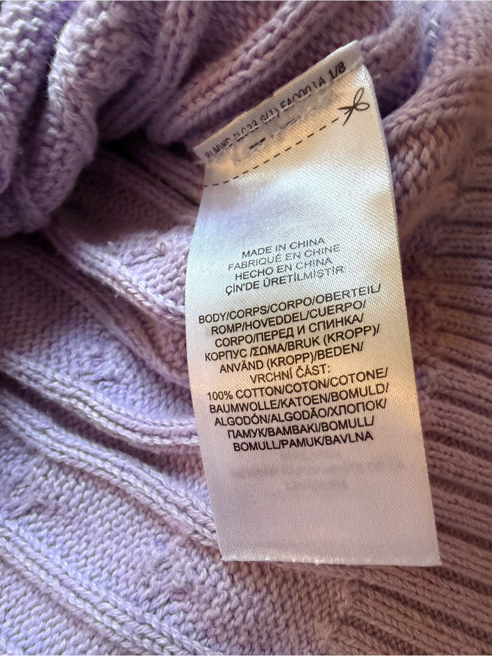 Lauren Ralph Lauren Cable Knit Button Shoulder Sweater Lavender Women Sz Large - Picture 7 of 13